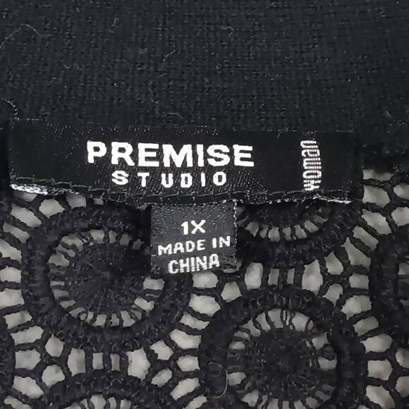 Premise Studio Cardigan Lace Like Back 3/4 Sleeve Size 1X Black - Picture 6 of 10
